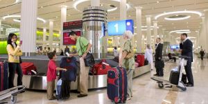 A luggage carousel at Dubai International Airport