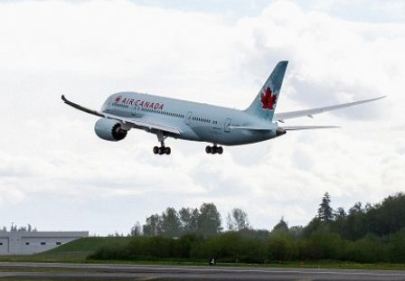 Air Canada's first 787 Dreamliner during a test flight. Boeing photo.