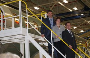 Coleal, Ouellette and GE's Kathy MacKenzie in Toronto on Tuesay.
